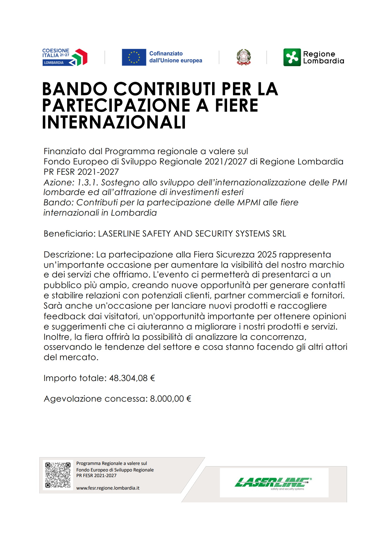 Bando contributi per la partecipazione a fiere internazionali
